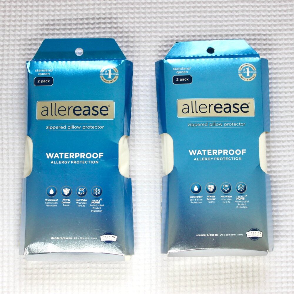 NWT Allerease Waterproof Zippered Pillow Protector Allergy Protection 4 Cases